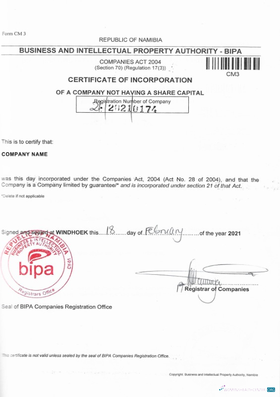 Editierbare Herunterladen Namibia Certificate von Konzern Photoshop Vorlage