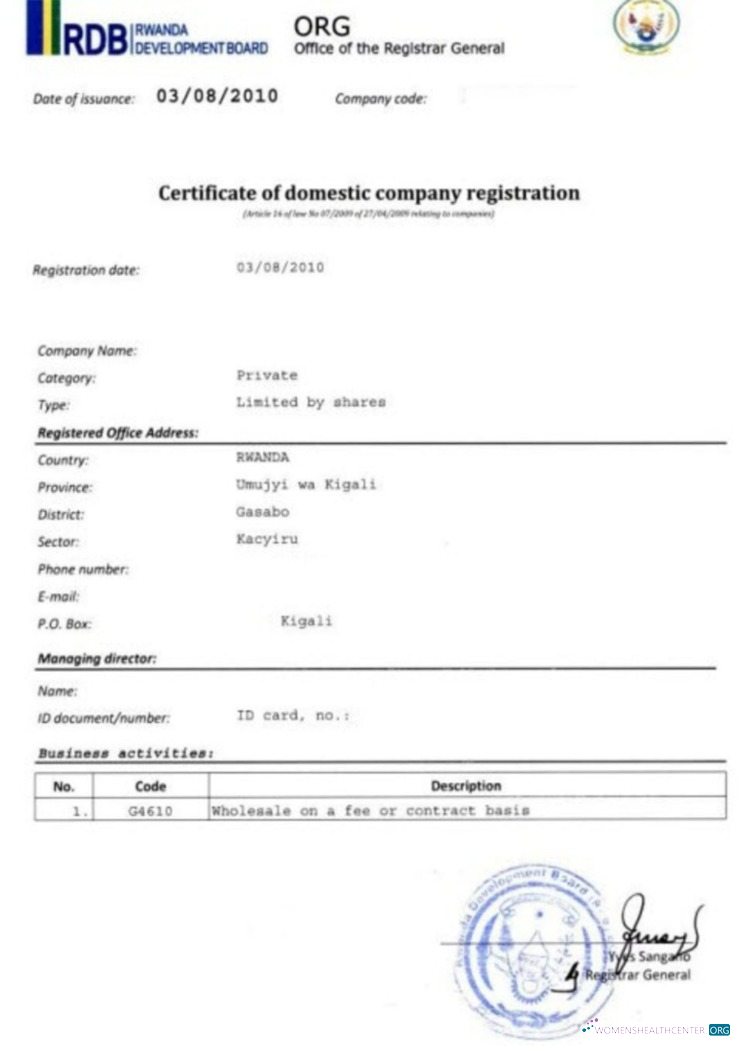 Hochwertige Herunterladen Ruanda Certificate von Domestic Unternehmen Registration Photoshop Vorlage