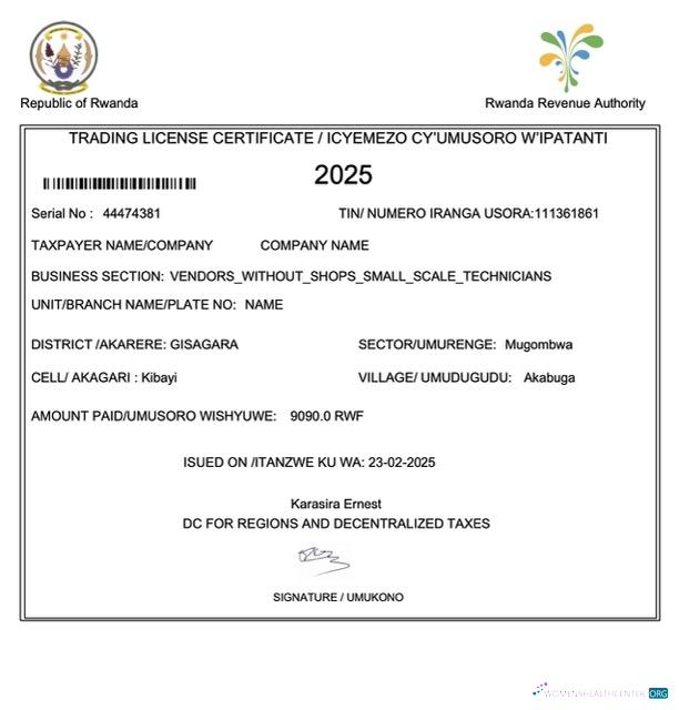 Professionelle Herunterladen Ruanda Trading License Certificate Word und PDF Vorlage Photoshop Vorlage