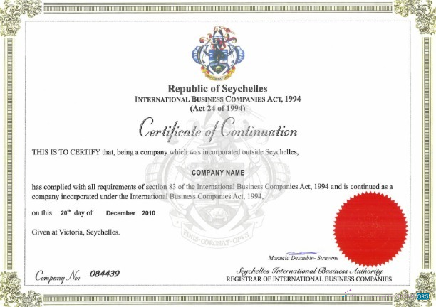 Hochwertige Herunterladen Seychellen Certificate von Continuation Photoshop Vorlage