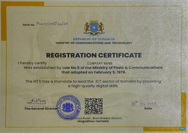 Professionelle Herunterladen Somalia Registration Certificate Photoshop Vorlage