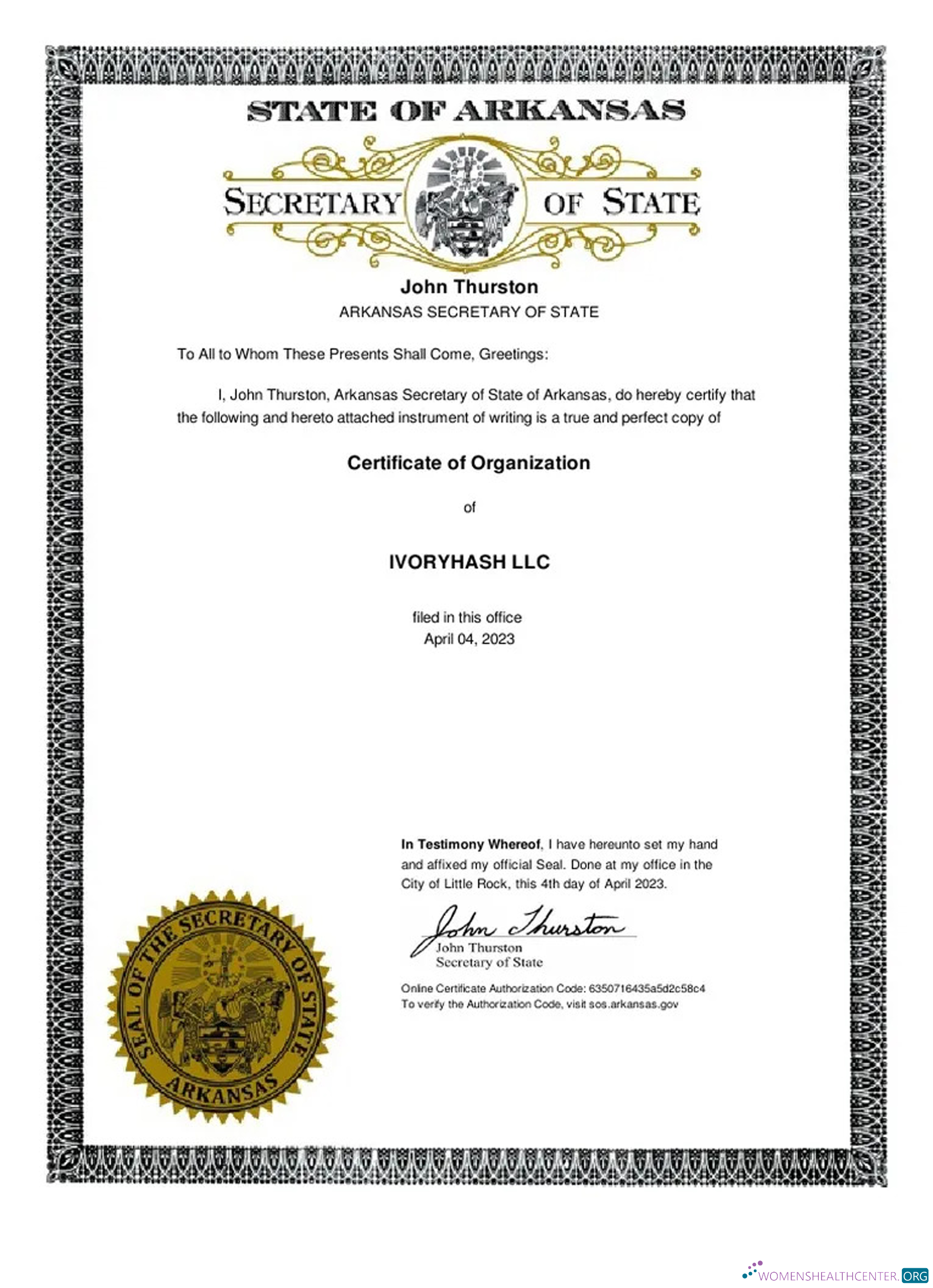 Hochwertige Herunterladen USA Arkanas Unternehmen Certificate von Organization Photoshop Vorlage
