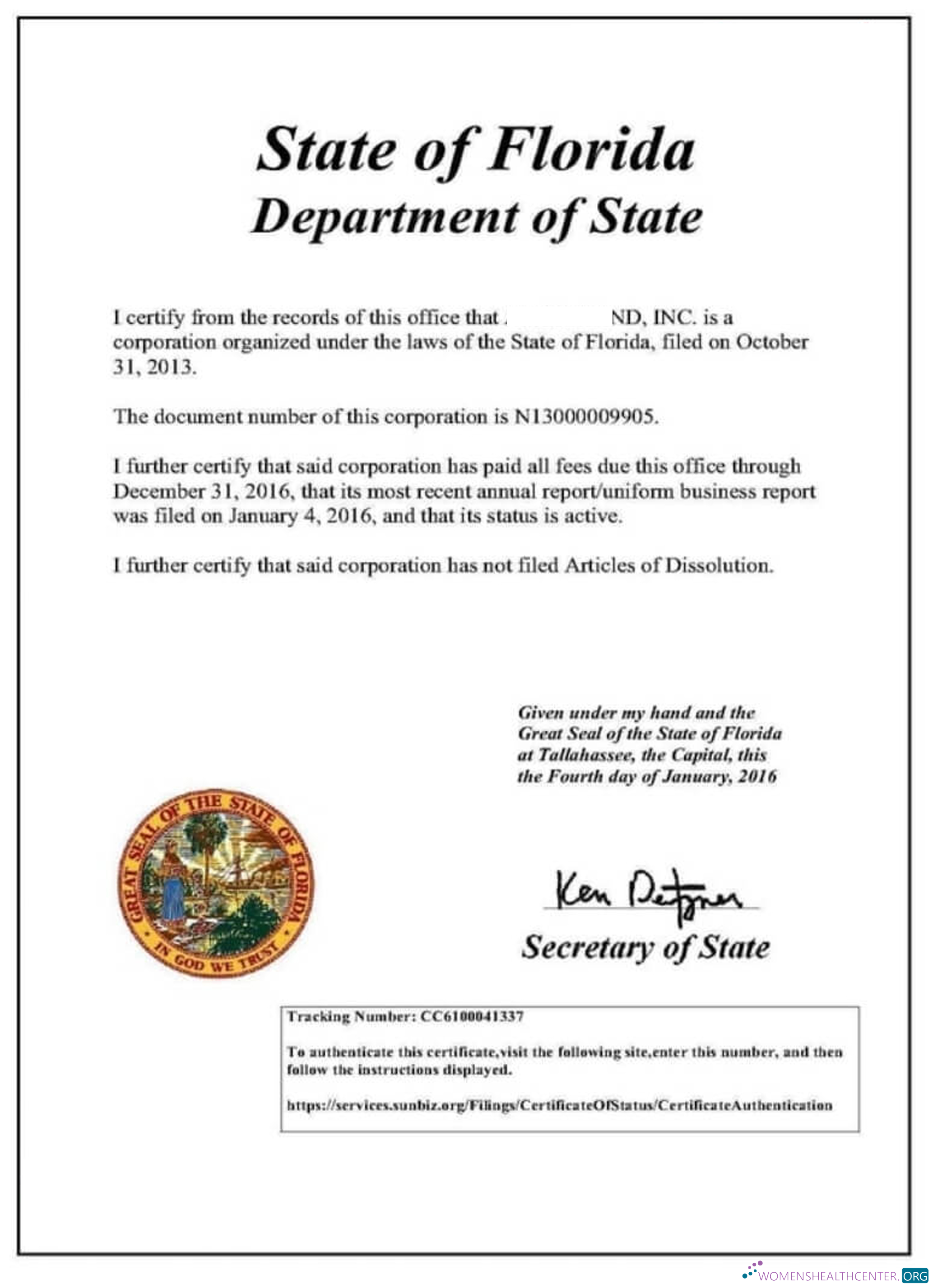 Realistische Herunterladen USA Florida Certificate von Good Standing Photoshop Vorlage
