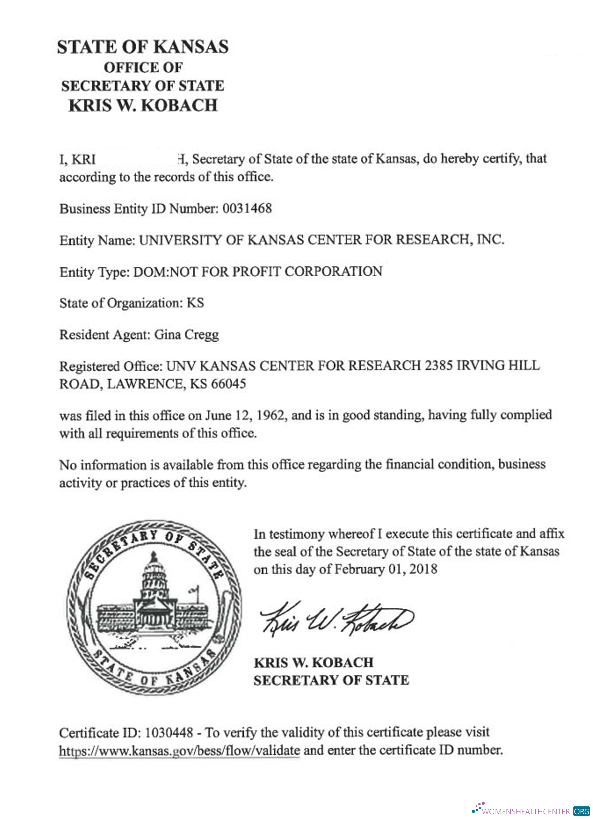 Professionelle Herunterladen USA Kansas Certificate von Good Standing Photoshop Vorlage