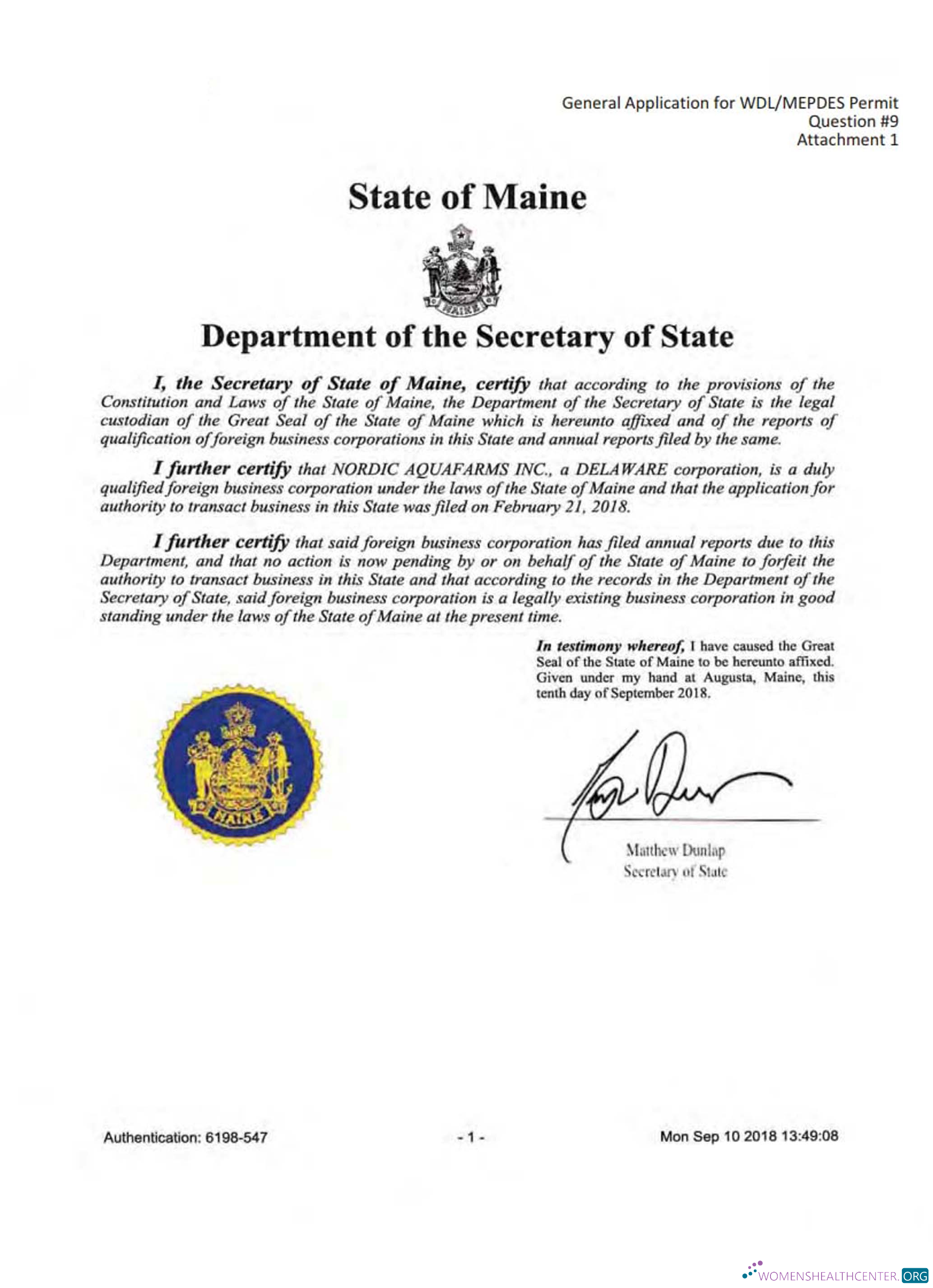 Realistische Herunterladen USA Maine Certificate von Good Standing Photoshop Vorlage
