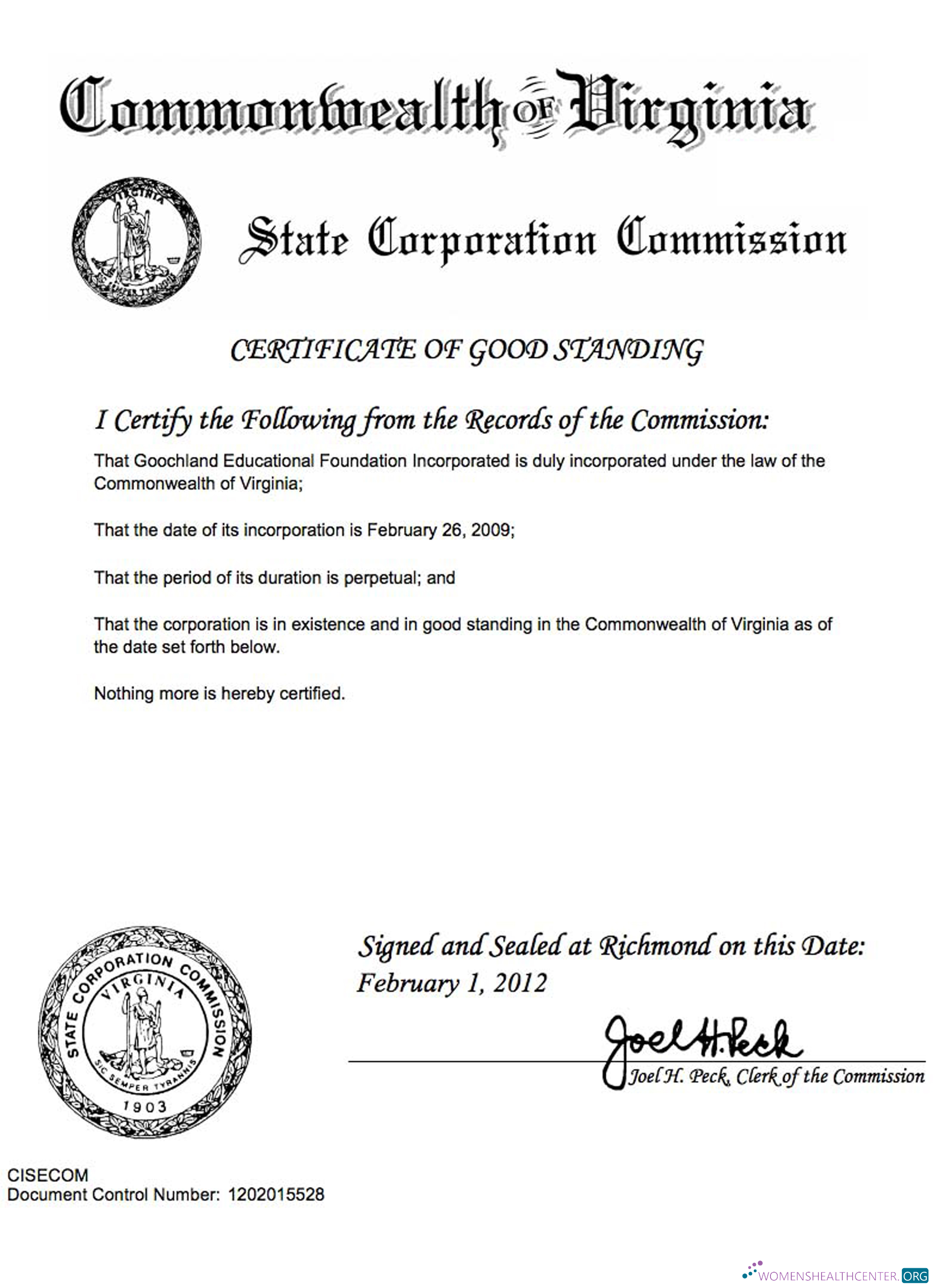 Realistische Herunterladen USA Virginia Certificate von Good Standing Photoshop Vorlage