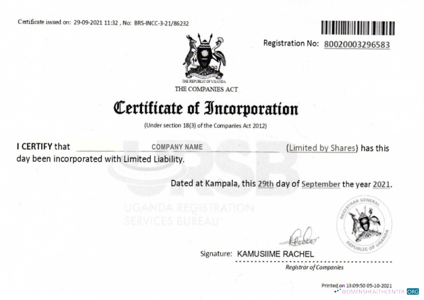 Premium Herunterladen Uganda Certificate von Incorporation Photoshop Vorlage
