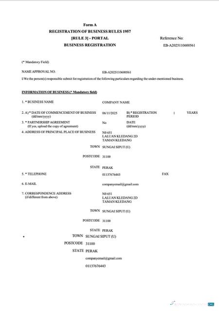 Professionelle Malaysia Geschäftlich Registration Certificate Word und PDF Vorlage, Version 2