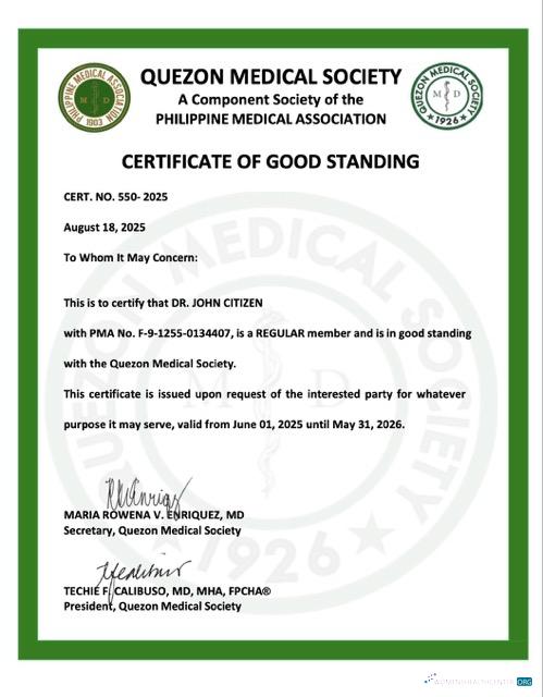 Professionelle Philippinen Certificate von Good Standing Word und PDF Vorlage, Version 5