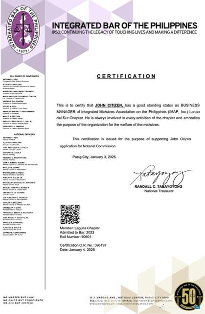 Premium Philippinen Certificate von Good Standing Word und PDF Vorlage, Version 6