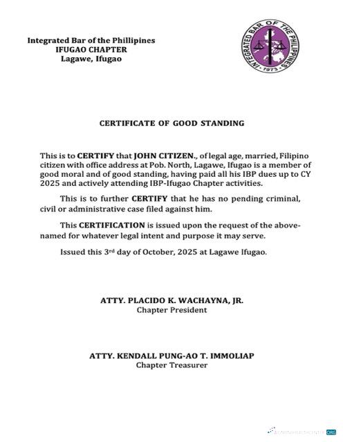 Editierbare Philippinen Certificate von Good Standing Word und PDF Vorlage, Version 7