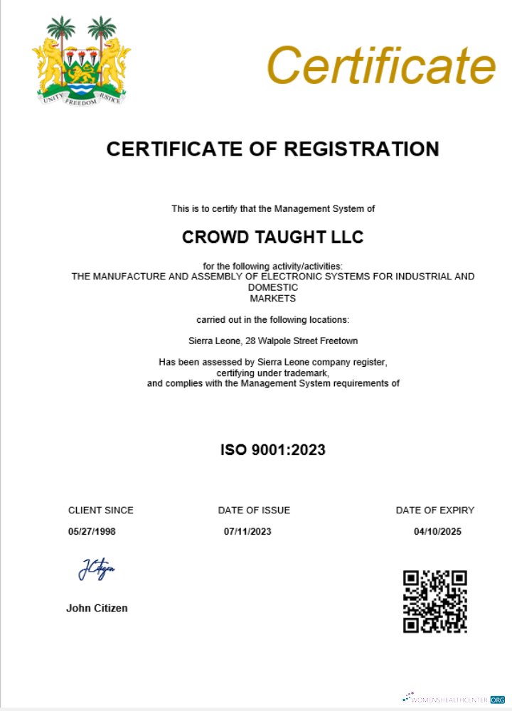 Realistische Sierra Leone Geschäftlich Registration Certificate Word und PDF Vorlage