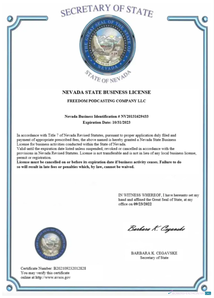Premium USA Nevada Staatlich Certificate von Geschäftlich License Word und PDF Vorlage