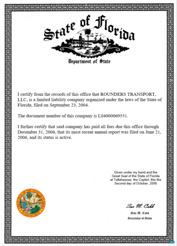 Premium USA Staatlich von Florida Certificate von Geschäftlich License Word und PDF Vorlage