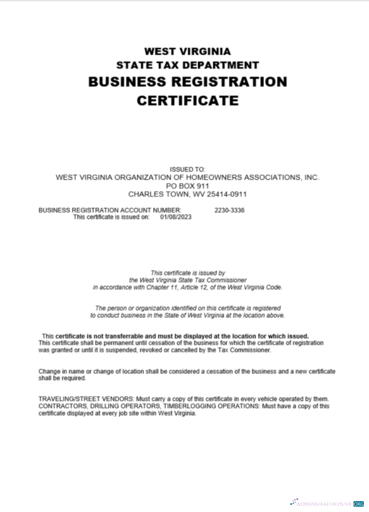 Realistische USA West Virginia Certificate von Unternehmen Registration Word und PDF Vorlage