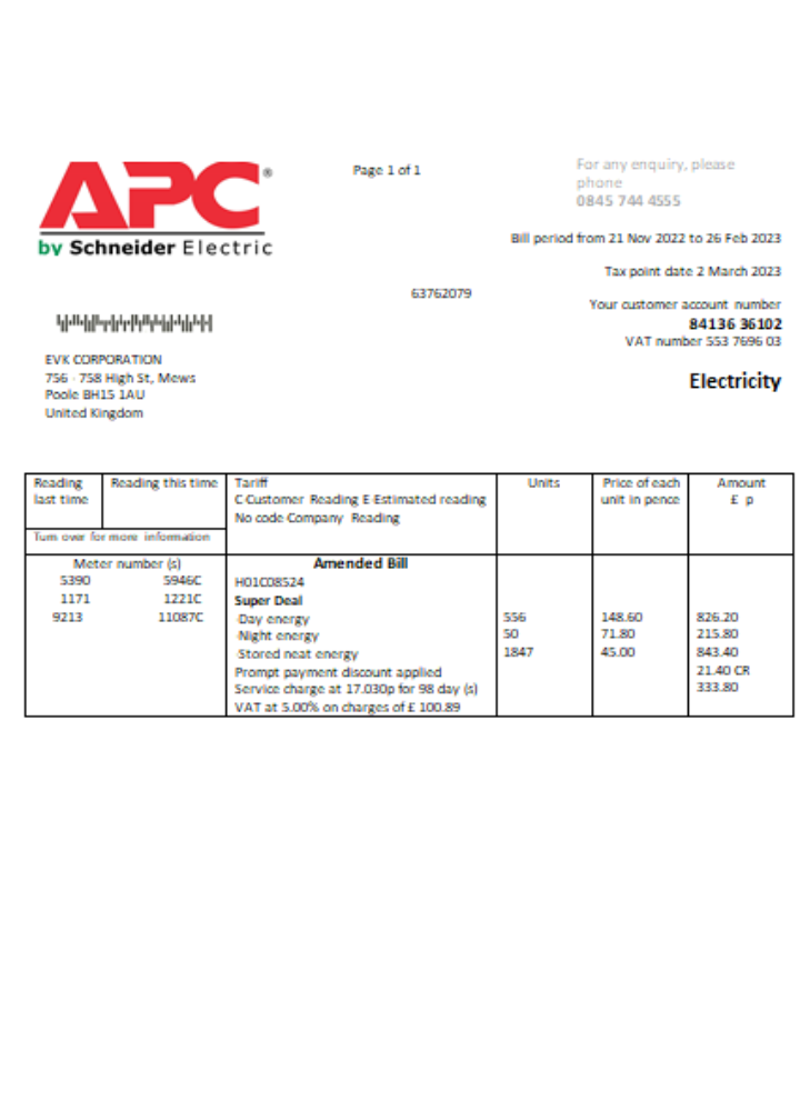 Editierbare Herunterladen APC Strom Utility Geschäftlich Bill, SCR Photoshop Vorlage