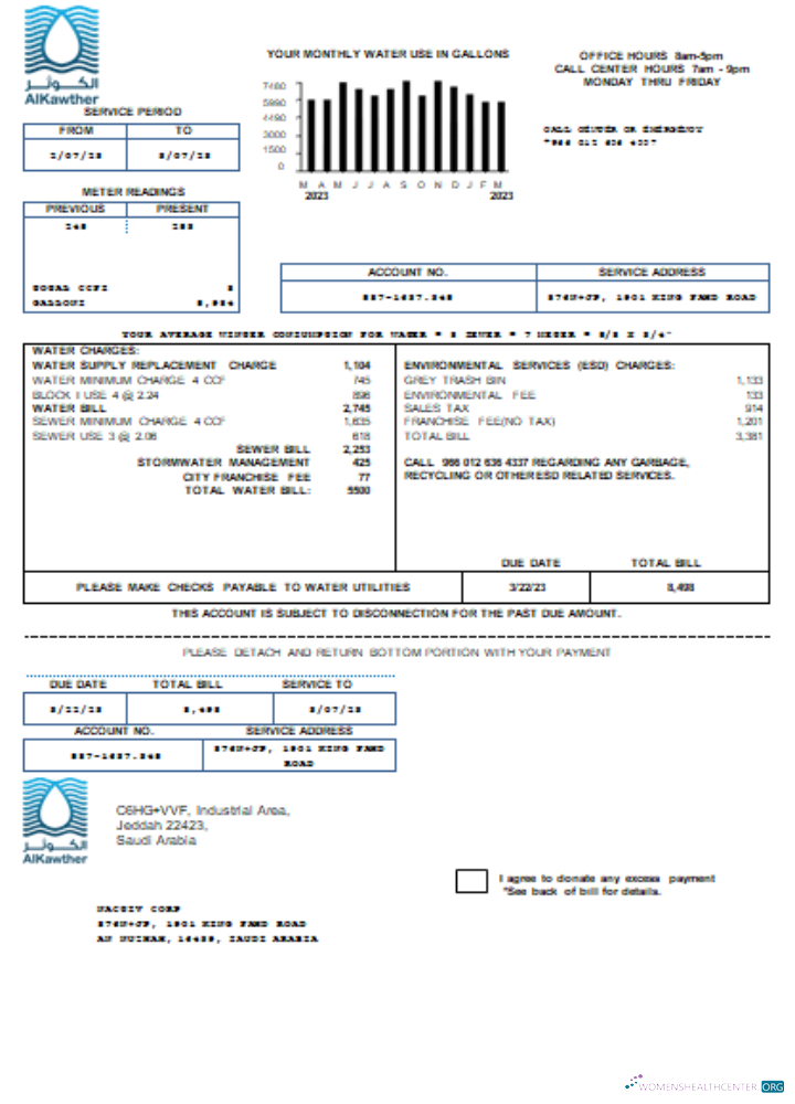 Professionelle Herunterladen AlKawther Utility Geschäftlich Bill SCR Photoshop Vorlage