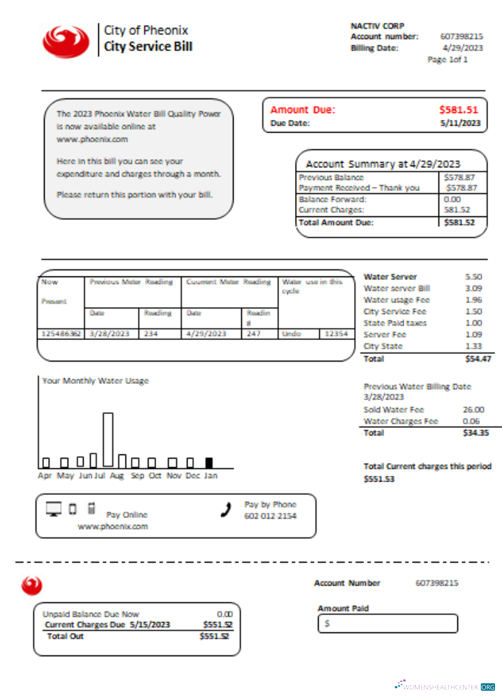 Realistische Herunterladen Arizona Stadt von Phoenix Utility Geschäftlich Bill, SCR Photoshop Vorlage