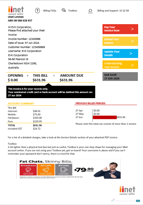 Professionelle Herunterladen Australien IiNet Nebenkostenabrechnung Vorlage in Word und PDF Format Photoshop Vorlage