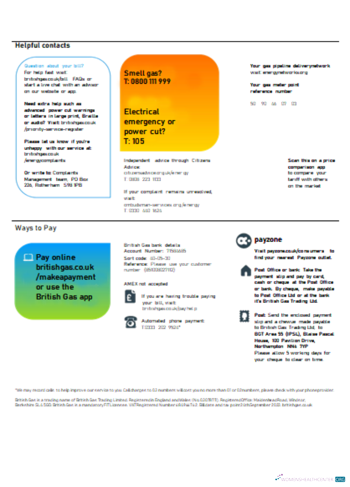 Professionelle Herunterladen British Gas Energy Utility Geschäftlich Bill SCR Seite 3 Photoshop Vorlage