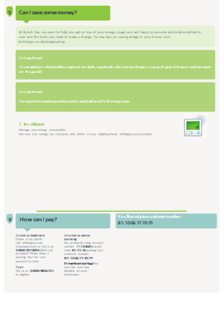 Hochwertige Herunterladen British Gas Utility Geschäftlich Bill, SCR, Seite 3 Photoshop Vorlage