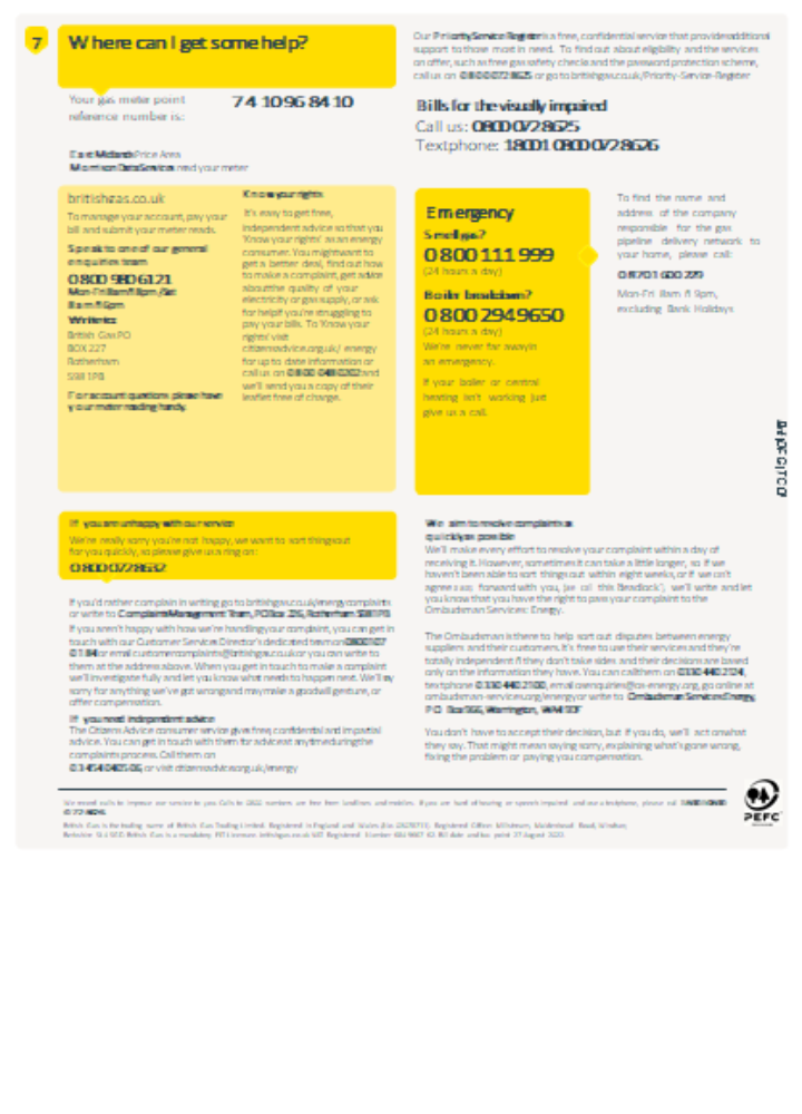 Hochwertige Herunterladen British Gas Utility Geschäftlich Bill, SCR, Seite 4 Photoshop Vorlage