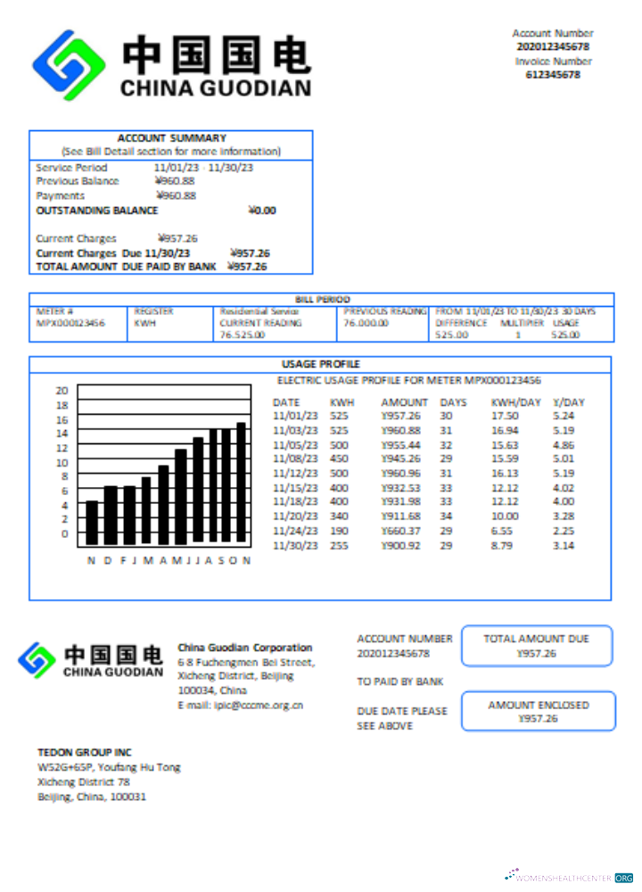 Realistische Herunterladen China Guodian Konzern Strom Utility Geschäftlich Bill, SCR Photoshop Vorlage