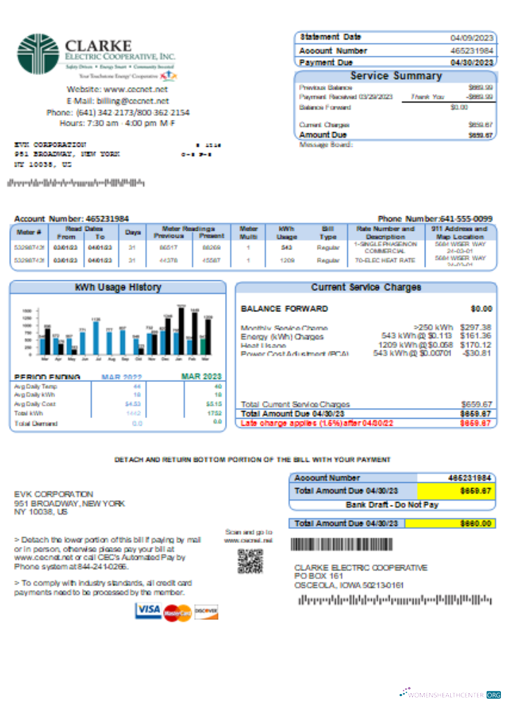 Professionelle Herunterladen Clarke Electric Co Op Inc Utility Geschäftlich Bill, SCR Photoshop Vorlage