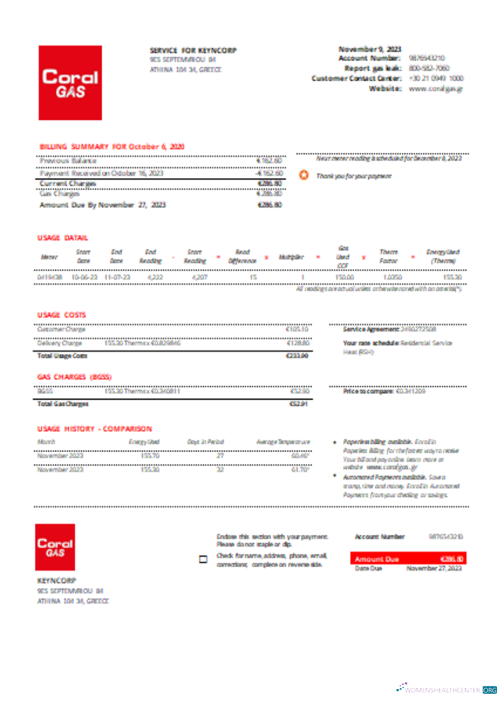 Editierbare Herunterladen Coral Gas Utility Geschäftlich Bill SCR Photoshop Vorlage