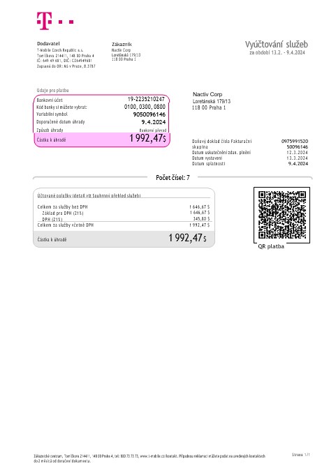 Professionelle Herunterladen Tschechien Republik T Mobil Geschäftlich Nebenkostenabrechnung Word und PDF Vorlage (2) Photoshop Vorlage