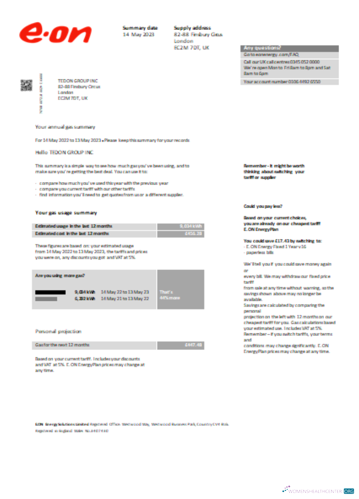 Hochwertige Herunterladen E.ON UK Utility Geschäftlich Bill, SCR Photoshop Vorlage