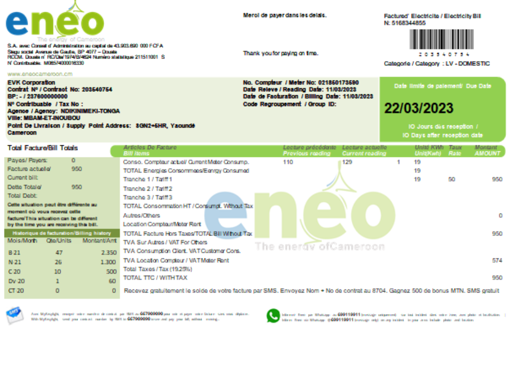 Professionelle Herunterladen ENEO Strom Utility Geschäftlich Bill, SCR Photoshop Vorlage