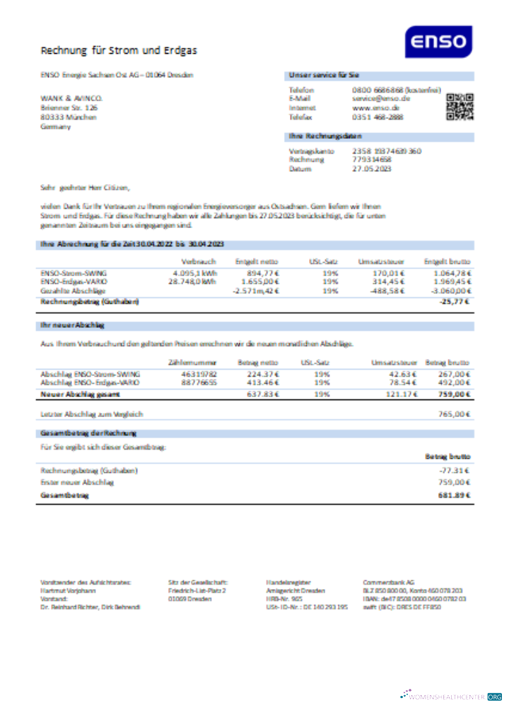 Editierbare Herunterladen ENSO Strom Utility Geschäftlich Bill SCR Photoshop Vorlage