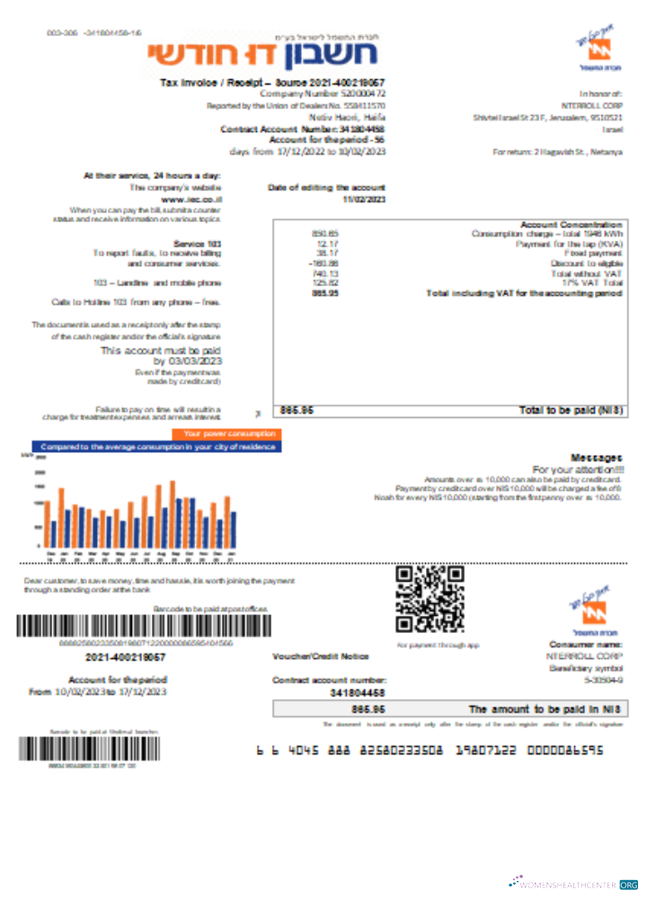 Hochwertige Herunterladen Electric Konzern Utility Geschäftlich Bill in Hebrew SCR Photoshop Vorlage