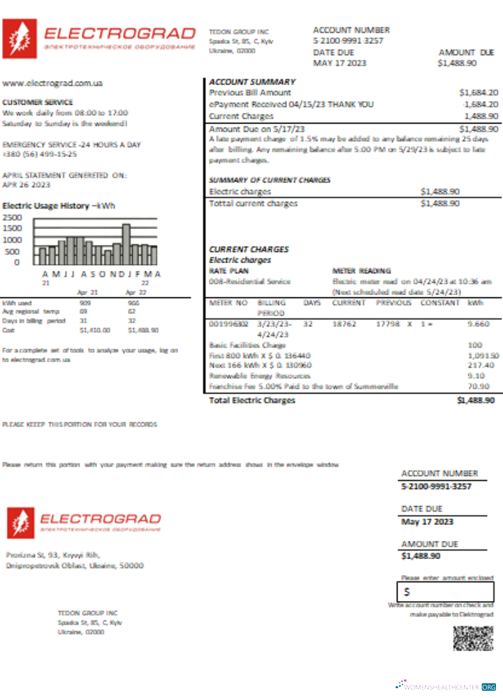 Premium Herunterladen Elektrograd Strom Utility Geschäftlich Bill SCR Photoshop Vorlage