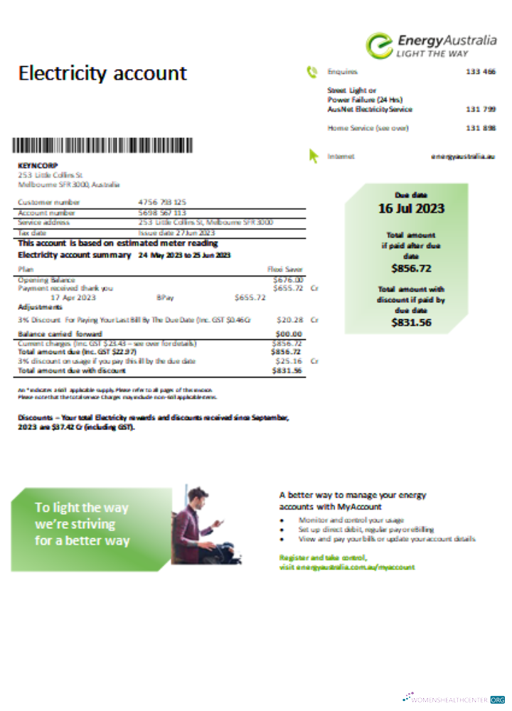 Professionelle Herunterladen Energy Australien Strom Utility Geschäftlich Bill SCR Photoshop Vorlage