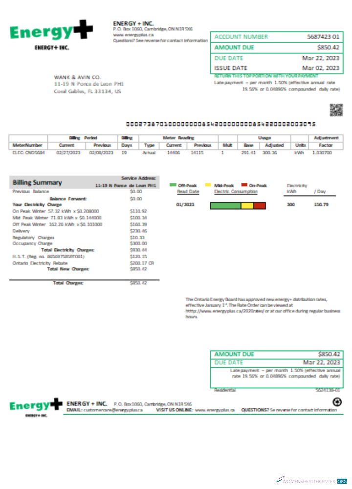 Professionelle Herunterladen Energy Plus Strom Utility Geschäftlich Bill, SCR Photoshop Vorlage
