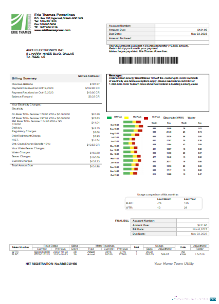 Realistische Herunterladen Erie Thames Utility Geschäftlich Bill, SCR Photoshop Vorlage
