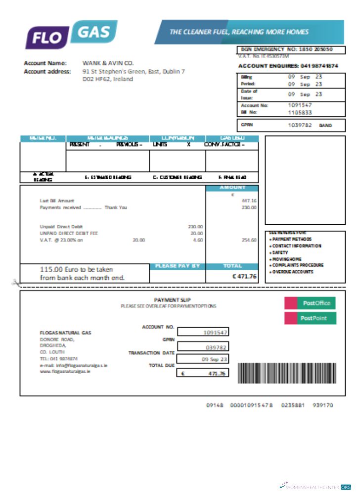 Editierbare Herunterladen Flogas Natural Gas Utility Geschäftlich Bill SCR Photoshop Vorlage