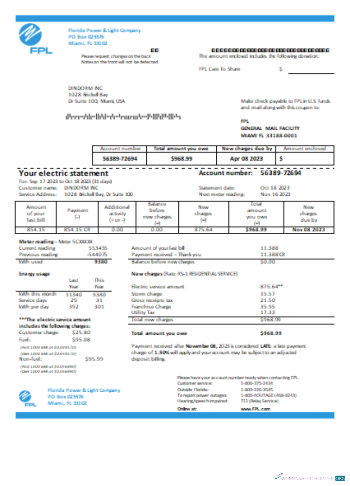 Professionelle Herunterladen Florida Power & Light Unternehmen (FPL) Strom Utility Geschäftlich Bill SCR Photoshop Vorlage