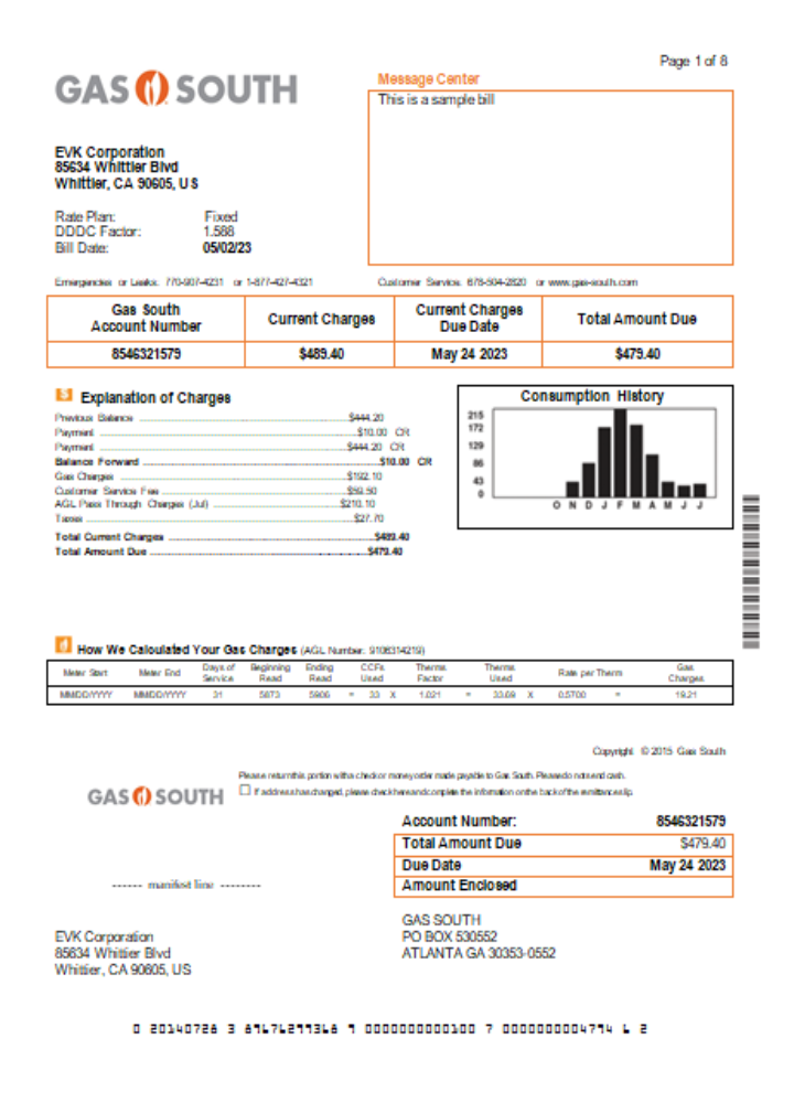 Premium Herunterladen Gas Süd Utility Geschäftlich Bill, SCR Photoshop Vorlage