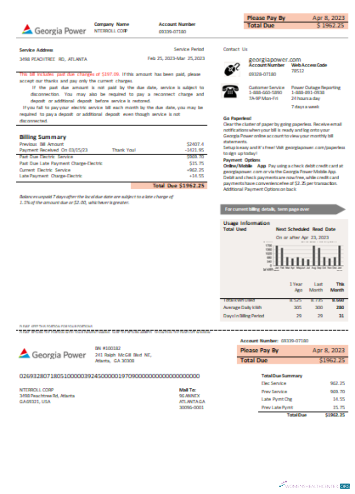 Professionelle Herunterladen Georgien Power Utility Neu Brand Geschäftlich Bill SCR Photoshop Vorlage