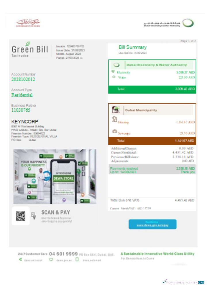 Realistische Herunterladen Grün Utility Geschäftlich Bill, SCR Photoshop Vorlage