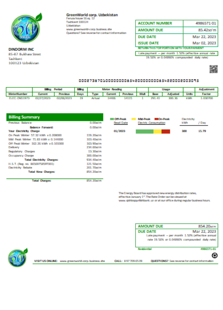 Realistische Herunterladen GreenWorld Utility Geschäftlich Bill, SCR Photoshop Vorlage