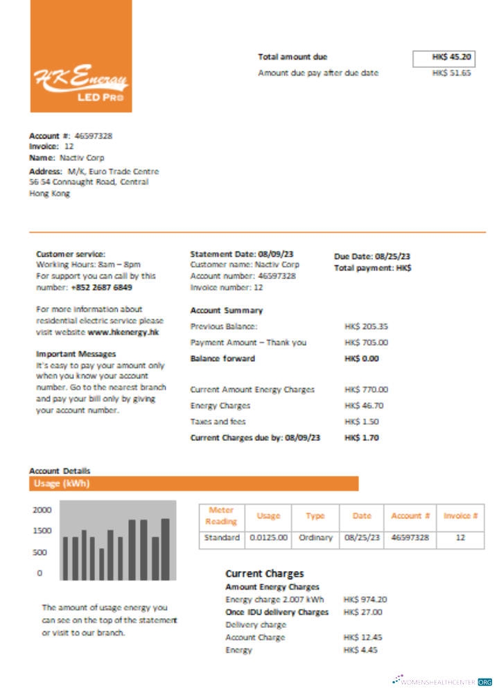Premium Herunterladen Hong Kong Energy GmbH Utility Geschäftlich Bill, SCR Photoshop Vorlage