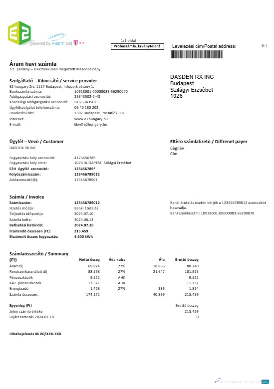 Editierbare Herunterladen Ungarn E2 Geschäftlich Nebenkostenabrechnung Vorlage in Word und PDF Formats Photoshop Vorlage