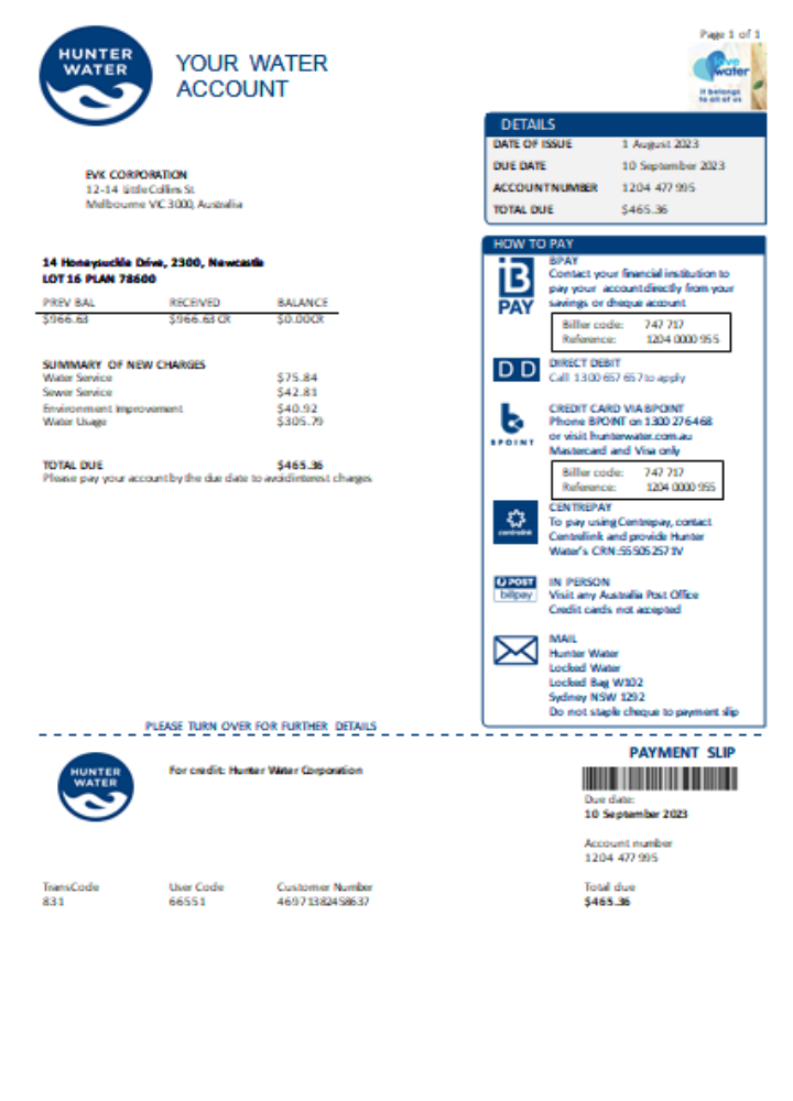 Realistische Herunterladen Hunter Wasser Utility Geschäftlich Bill, SCR Photoshop Vorlage