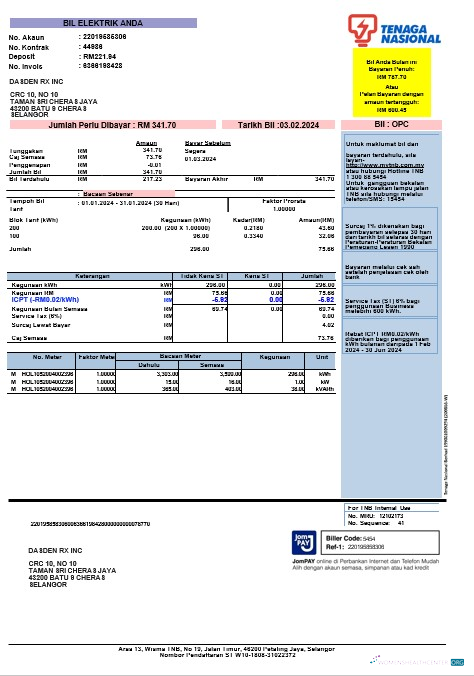 Hochwertige Herunterladen Indien TENAGA NASIONAL Geschäftlich Nebenkostenabrechnung Word und PDF Vorlage Photoshop Vorlage