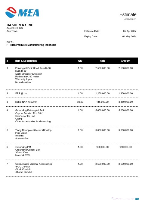 Premium Herunterladen Indonesien MEA Geschäftlich Nebenkostenabrechnung Word und PDF Vorlage Photoshop Vorlage