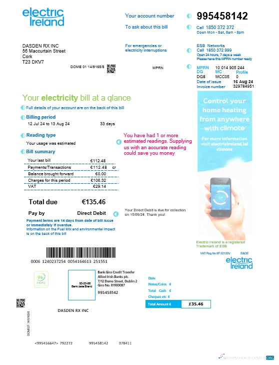 Professionelle Herunterladen Irland ELECTRIC Irland Geschäftlich Nebenkostenabrechnung Word und PDF Vorlage Photoshop Vorlage